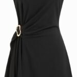 Boat Neck Mini Dress Tie Waist - Women Summer Party Outfit Sleeveless Date Night Evening Look