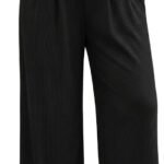 Women\u2019s Plus Size Fashion Wide Leg Pants Palazzo Flowy Elastic Waist Pants with Pockets
