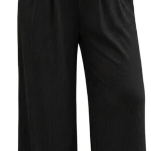Women\u2019s Plus Size Fashion Wide Leg Pants Palazzo Flowy Elastic Waist Pants with Pockets