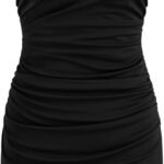 Summer Mini Dress for Women V Neck Bodycon Dresses Ruched Cocktail Party Dress Going Out Dresses Trendy 2025
