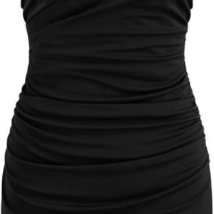Summer Mini Dress for Women V Neck Bodycon Dresses Ruched Cocktail Party Dress Going Out Dresses Trendy 2025