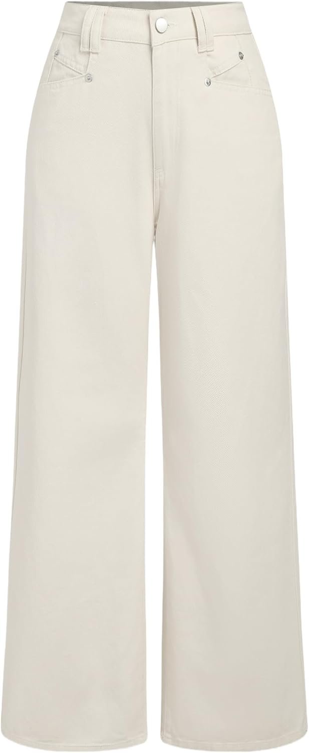 Jeans for Women High Waist Wide Leg Denim Pants Straight Leg Trouser Pants Mid Waist Trendy