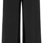 Womens Wide Leg Pleated Pants Middle Waist Baggy Pants Business Casual Dressy Pant Black