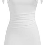 Mini Dress Bodycon Sexy Square Neck Bowknot Sleeveless High Waist Party Cocktail Elegant Dresses for Women