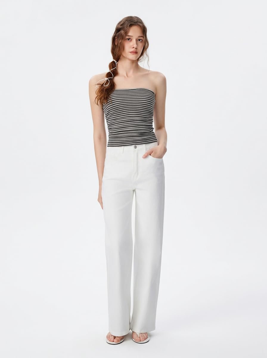 Striped Tube Crop Tops for Women Y2K Sleeveless Casual Strapless Going Out Tops Summer Trendy - Image 2