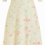 Sundresses for Women Floral Midi Boho Dresses Square Neck Bow Tie Cute Casual Dress Wedding Guest Dresses