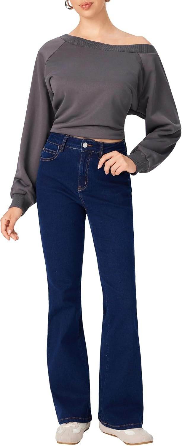 Women Stretchy Flare Leg Jeans Fashion Denim Pants - Image 3