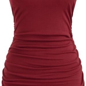 Womens Ruched Sleeveless Tank Dress Bodycon Mini Dress
