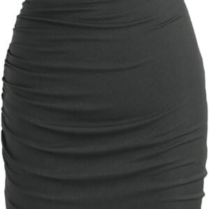 Bodycon Dresses for Women Mock High Neck Sleeveless Ruched Dresses Summer Cocktail Work Midi Dress Trendy