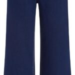 Womens Wide Leg Jeans Cropped Length Stretchy Denim Flared Pants | High Waist, Trendy, Straight Leg Jean Bottoms