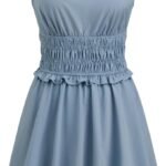 Women's Summer Sleeveless Dress Cute Ruffle Hem Casual Mini Dress