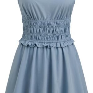 Women's Summer Sleeveless Dress Cute Ruffle Hem Casual Mini Dress