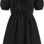 Women's Denim Dress Short Sleeve Jean Dress with Pockets A-Line Mini Casual Button Down Western Outfits