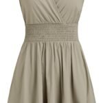 Women\u2018s Sleeveless V Neck Mini Dress Ruffle Hem Sundress for Summer Casual