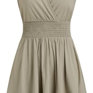 Women\u2018s Sleeveless V Neck Mini Dress Ruffle Hem Sundress for Summer Casual