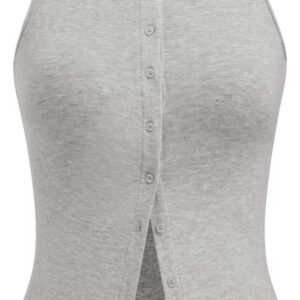 Women Button Down Tank Tops Sleeveless Ribbed Slim Fit Crop Vest Top Summer Going Out Tank Top