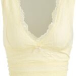 Lace Crop Tank Tops for Women Going Out V Neck Sleeveless Ruched Tops Trendy Y2K Summer Outfits