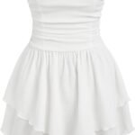 Women's Summer Cocktail Dress - Tube Ruched Ruffle Mini Dress | Strapless, Country Concert, Western Cowgirl Outfits