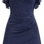 Sequin Mini Dress Ruched Glitter - Women Sparkly Cocktail Homecoming Party