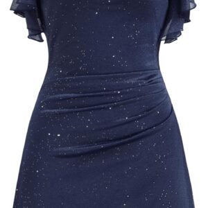 Sequin Mini Dress Ruched Glitter - Women Sparkly Cocktail Homecoming Party