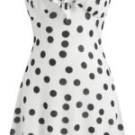 Womens Polka Dots Sleeveless V Neck Midi Casual Dress Summer Going Out Mini Tank Dress