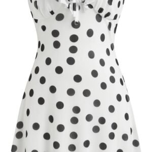 Womens Polka Dots Sleeveless V Neck Midi Casual Dress Summer Going Out Mini Tank Dress