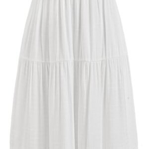 Dresses for Women Vacation Woven Collarless Lettuce Trim Knotted Maxi High Waist Beach Summer Dress