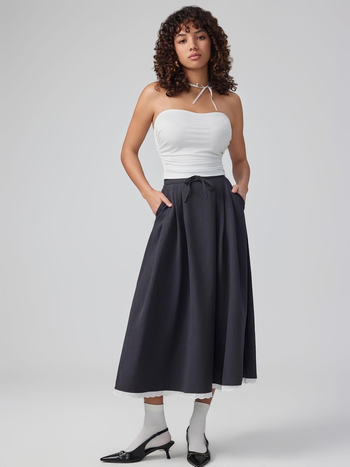Tube Tops for Women Ruched Front - Strapless Crop Going Out Bandeau Summer Knit Tank - Image 3
