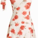 Womens Floral Dress Off The Shoulder Cocktail Mini Dress Bow Tie Sleeveless A Line Summer Casual Party Dresses