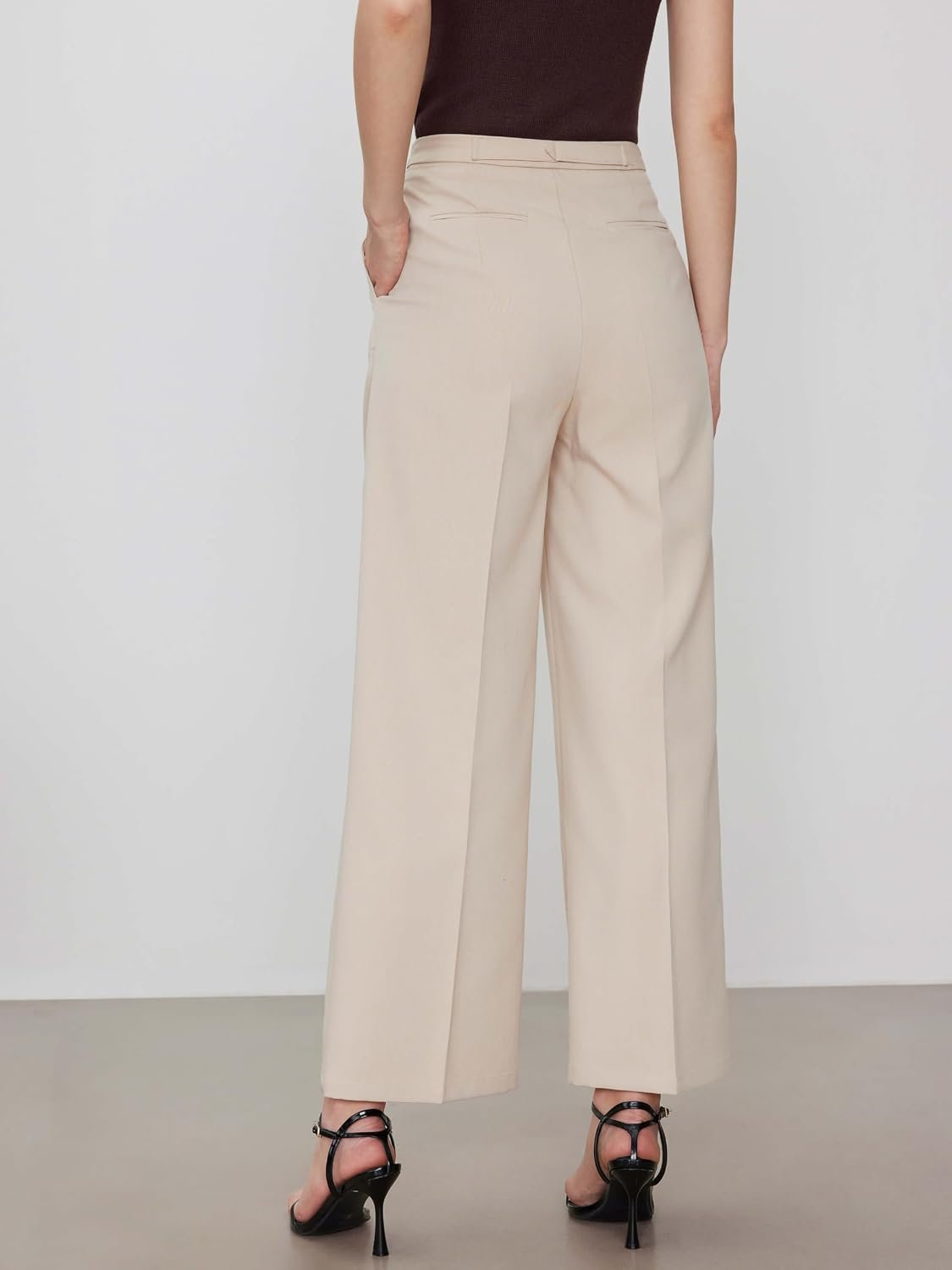 Dress Pants for Women High Waisted - Belted Straight Leg Work Trousers with Pockets - Image 3
