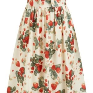Maxi Floral Dress Summer Fruit Patterned Sleeveless Square Neck Bow Tie Ruffle Sleeves Boho Vacation Casual Dress