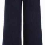 Wide Leg Jeans for Women Stretchy Plaid Cuffed Folded Hem High Waisted Trendy Straight Leg Denim Pants with Pockets