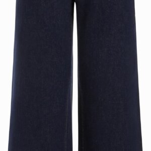 Wide Leg Jeans for Women Stretchy Plaid Cuffed Folded Hem High Waisted Trendy Straight Leg Denim Pants with Pockets