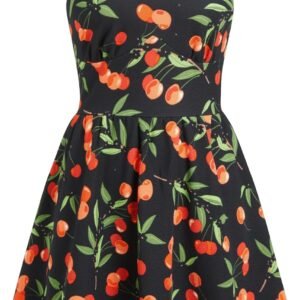 Womens Sundress Cherry Sleeveless Square Neck Lace Trim with Pockets A Line Dresses Summer Vacation Outfits