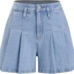 Jorts for Women High Waisted Pleated - Summer Jean Shorts A Line Casual Y2K Outfits