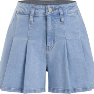 Jorts for Women High Waisted Pleated - Summer Jean Shorts A Line Casual Y2K Outfits