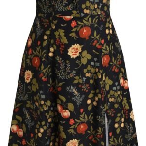 Women's Plus Size Dress Floral Fruit Square Neck Puff Sleeve Split Sun Dress Summer Midi Dresses Vacation Outfits