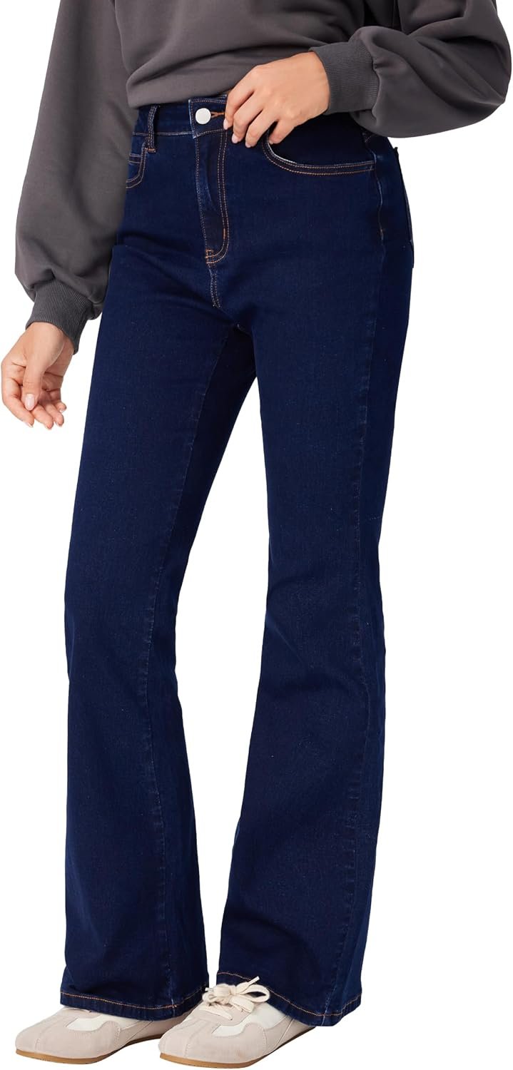Women Stretchy Flare Leg Jeans Fashion Denim Pants - Image 4