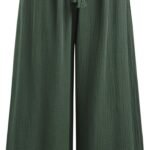 Women's High Waisted Wide Leg Pants with Pockets Drawstring Palazzo Business Casual Dress Pants Loose Trousers