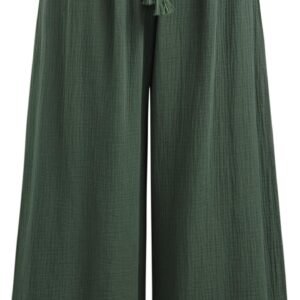 Women's High Waisted Wide Leg Pants with Pockets Drawstring Palazzo Business Casual Dress Pants Loose Trousers