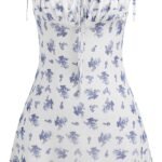 Floral Dress for Women Summer Mini Dress Sundresses Sleeveless Scoop Neck Sun Dresses A-Line Vacation Outfits Blue