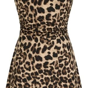 Women's Leopard Print Summer Going Out Square Neck Sleeveless Mini Dress 2026 Trendy