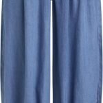Wide Leg Jeans for Woman Denim Pants Baggy Elastic Waist Relaxed Fit Loose Casual