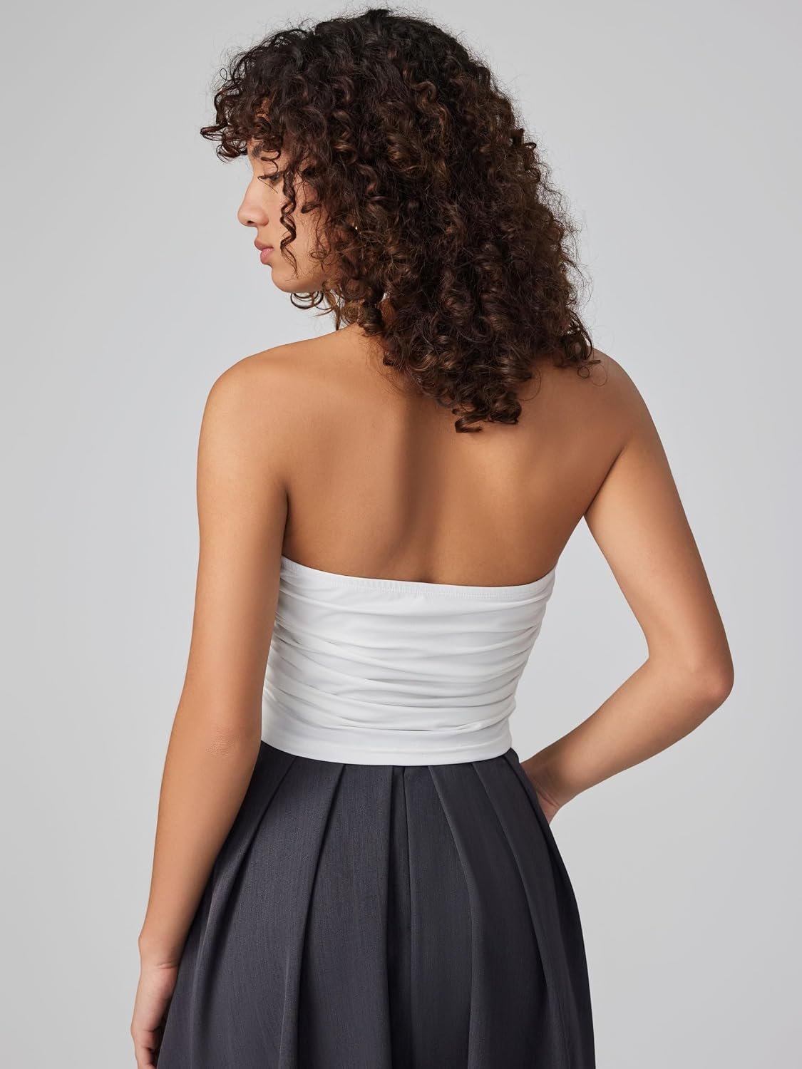 Tube Tops for Women Ruched Front - Strapless Crop Going Out Bandeau Summer Knit Tank - Image 4