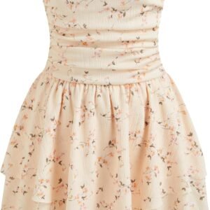 Toile de Jouy Shirred Ruched Mini Dress