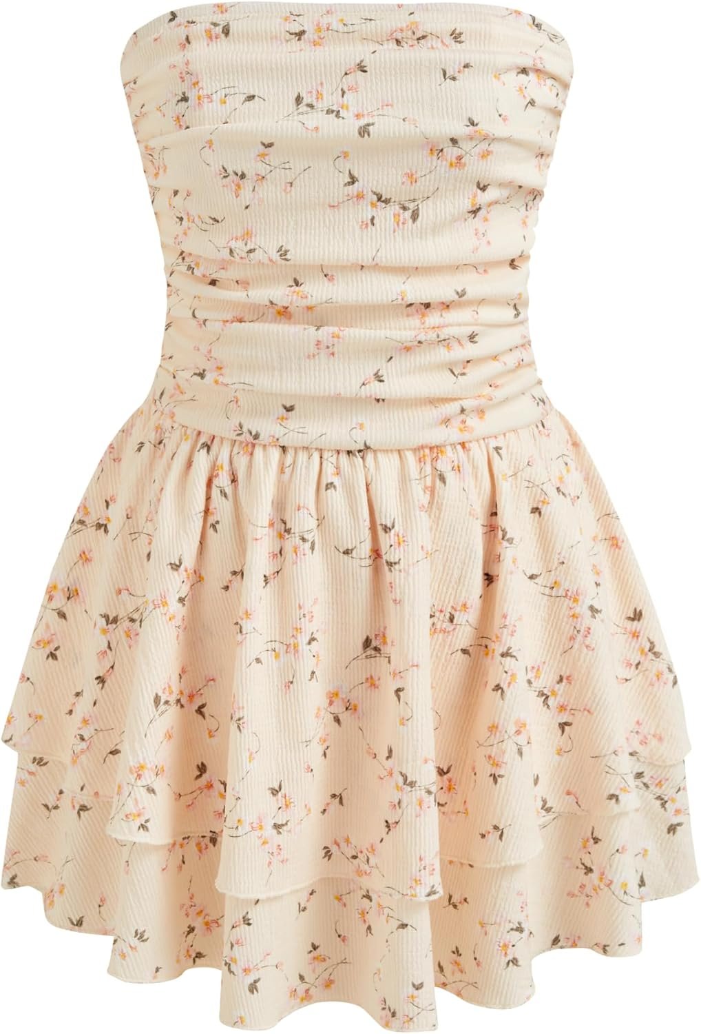 Toile de Jouy Shirred Ruched Mini Dress