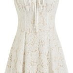 Women\u2018s Lace Mini Dress Square Neck Short Cap Sleeve A Line Summer Cocktail Party Dress