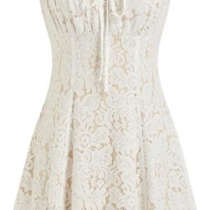 Women\u2018s Lace Mini Dress Square Neck Short Cap Sleeve A Line Summer Cocktail Party Dress