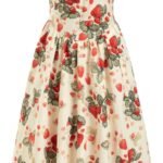 Women's Strawberry Floral Maxi Dress Sleeveless Square Neck Flowy Milkmaid Dress Cottage Core Trendy Summer Outfits