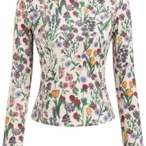 Women's Floral Knitted Long Sleeve Mock Neck Going Out Tops | Slim Fit, Fall Outfits, Trendy Clothes